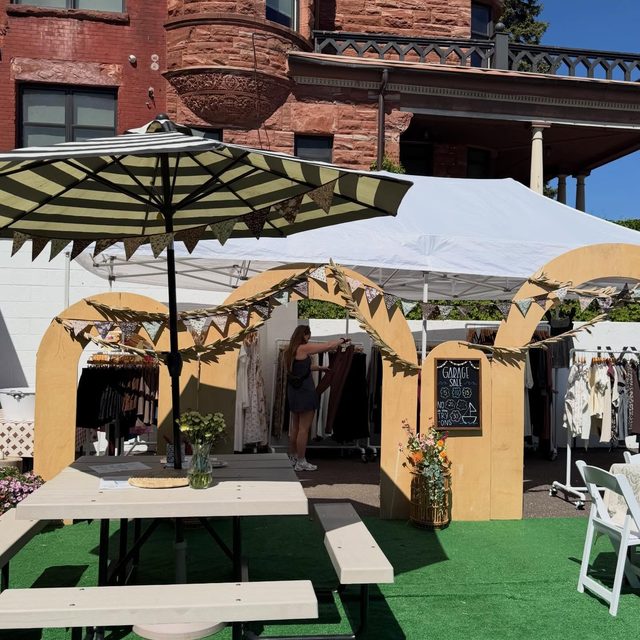 Outdoor vintage market on the lawn