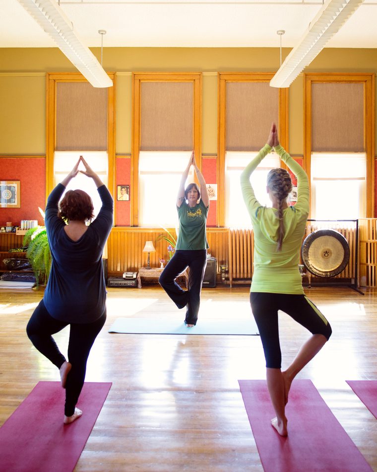 A tree-pose class at Yoga North
