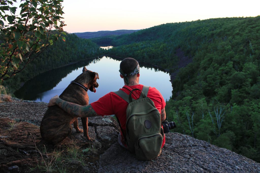 Hiker and his Dog 2 Overlooking Bean and Bear Lakes_Alyssa Hei-0188