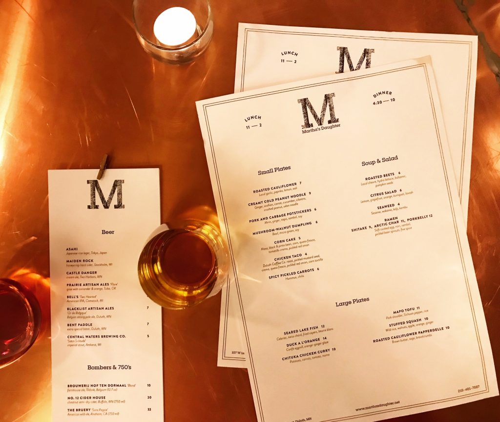 Dinner and drinks at Martha's Daughter in Duluth